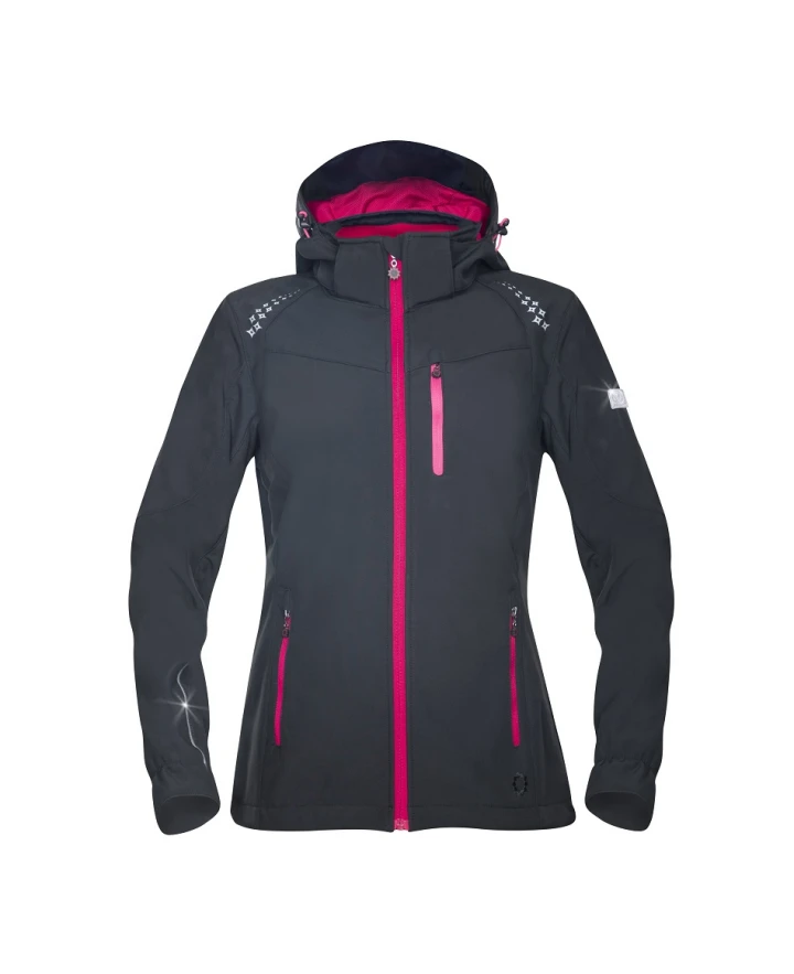 Bunda softshell ARDON®FLORET dámska, čierna (ružové zipsy)