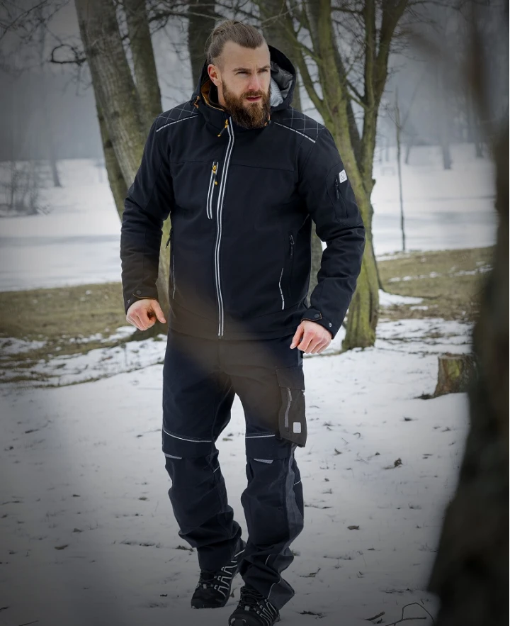 Kurtka softshell ARDON®VISION WINTER męska, czarna-pomarańczowa